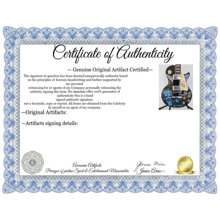 ZZ Top vintage les paul electric guitar Billy Gibbons with sketch Frank Beard Dusty Hill signed with proof.