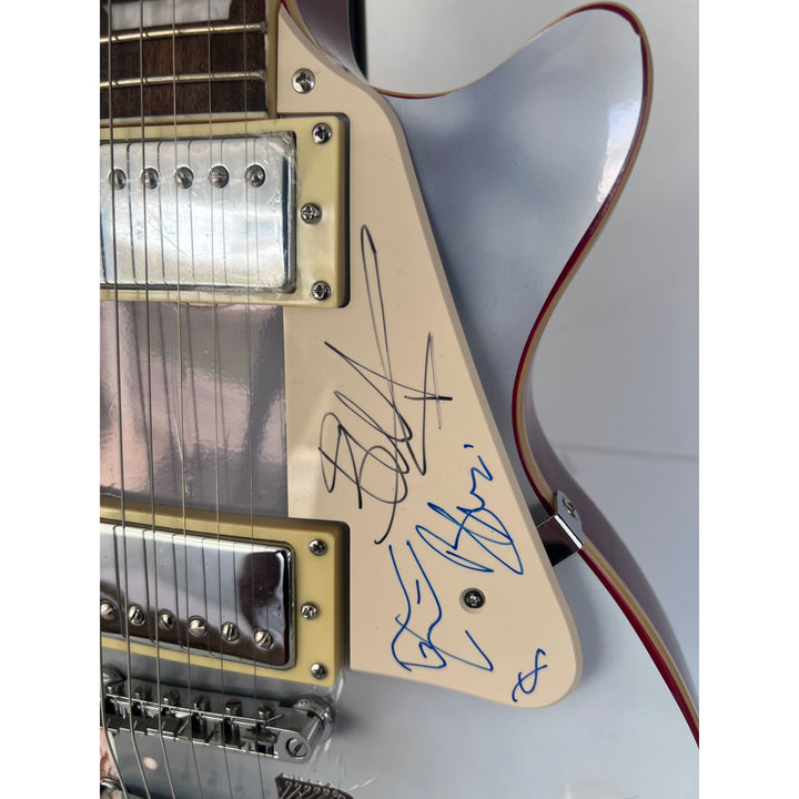 U2 Paul Hewson " Bono" and "the Edge" David Howell Evans   one of a kind les paul (full size) electric guitar signed with proof.