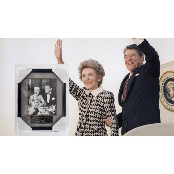 Ronald and Nancy Reagan vintage 8x10 photo framed and signed in person.