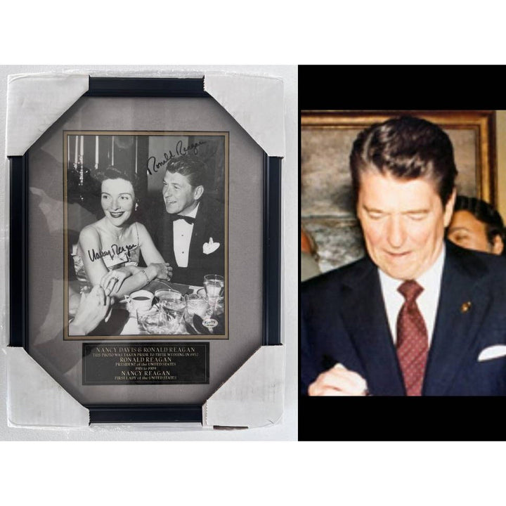 Ronald and Nancy Reagan vintage 8x10 photo framed and signed in person.