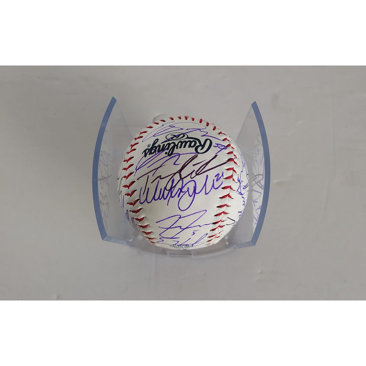 Los Angeles Dodgers Freddie Freeman Mookie Betts Shohei Ohtani 2024 World Series Champions Rawlings MLB game ball signed with proof