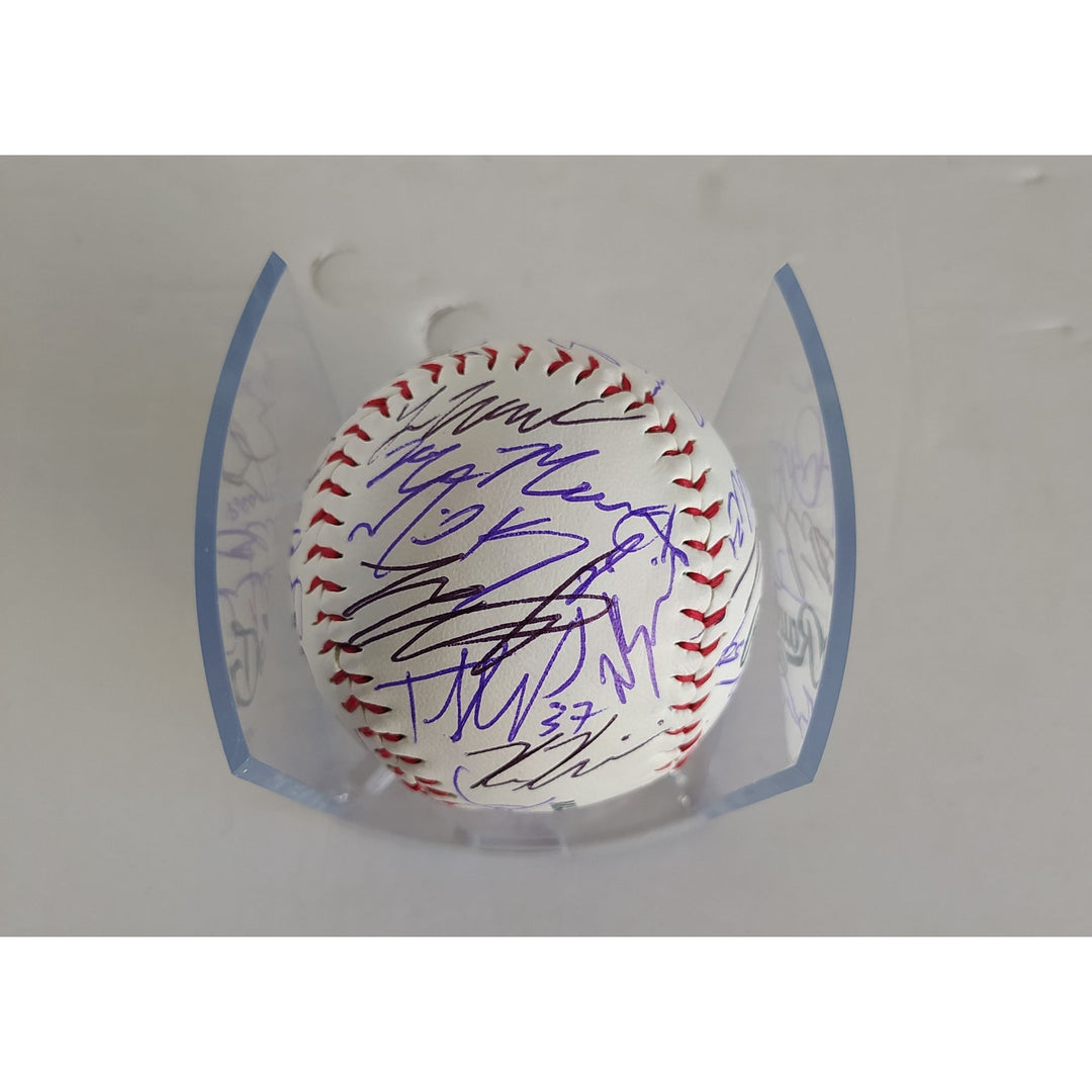 Los Angeles Dodgers Freddie Freeman Mookie Betts Shohei Ohtani 2024 World Series Champions Rawlings MLB game ball signed with proof