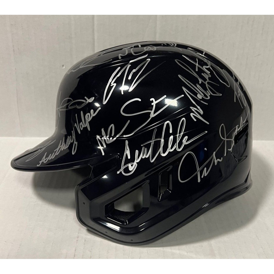 Aaron judge Juan Soto New York Yankees 2024 full size batting helmet team signed