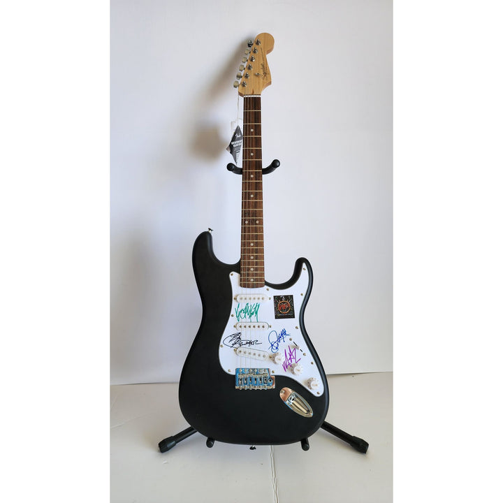 Kerry King, Tom Araya, Paul Bostaph, Gary Holt, Slayer, authentic Fender Stratocaster electric guitar signed with proof