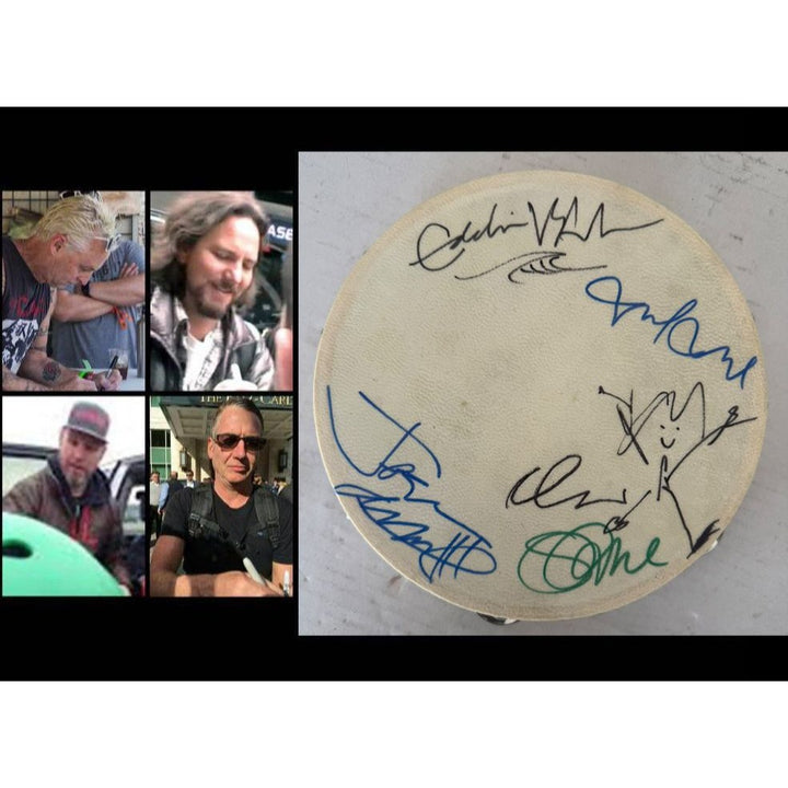 Eddie Vedder Pearl Jam Tambourine 8" signed with proof.