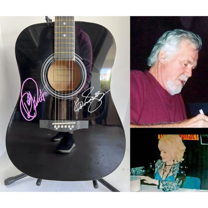 Dolly Parton and Kenny Rogers full size acoustic guitar signed with proof