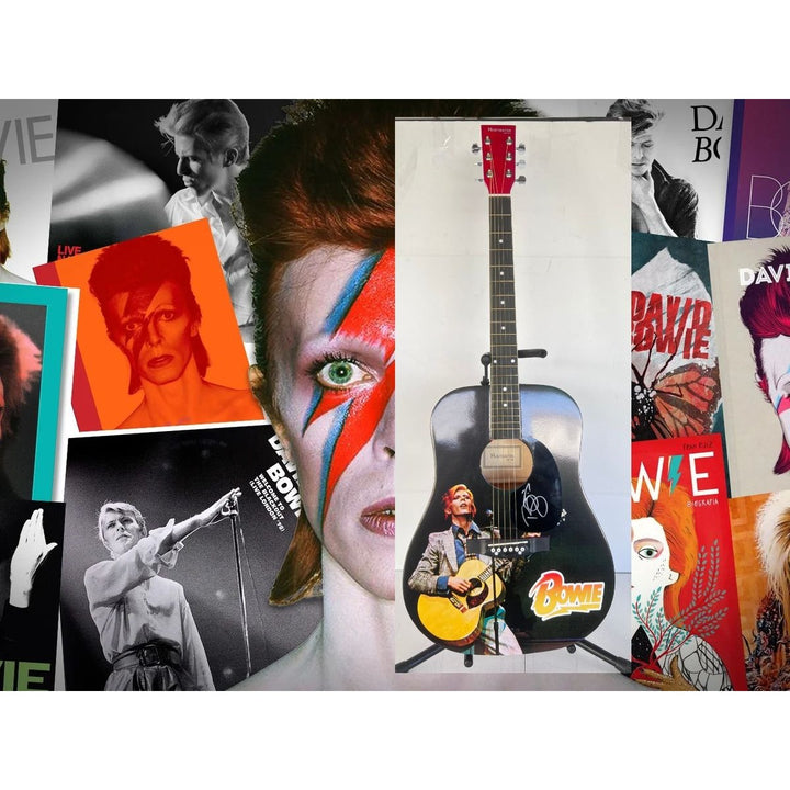 David Robert Jones " David Bowie " one of a kind full size acoustic guitar signed with proof