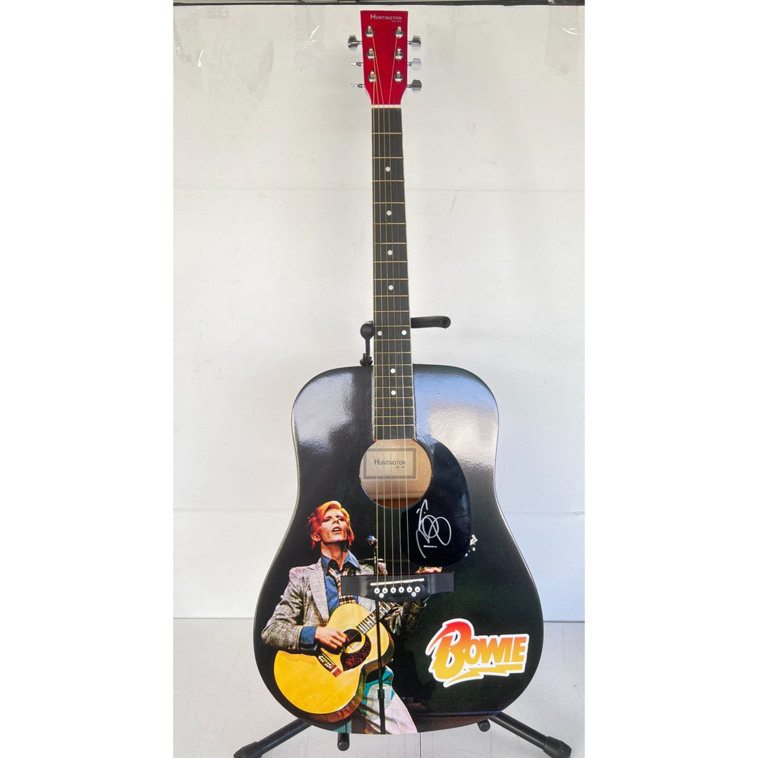 David Robert Jones " David Bowie " one of a kind full size acoustic guitar signed with proof