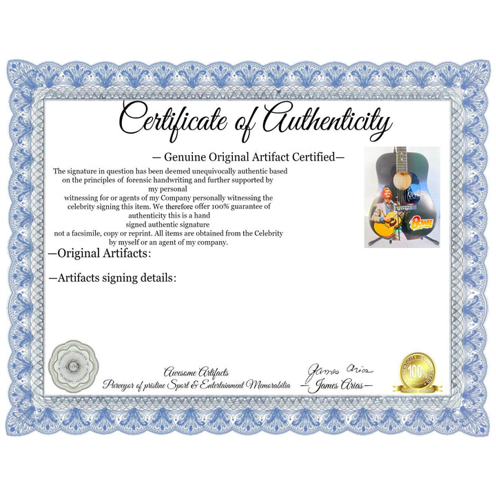 David Robert Jones " David Bowie " one of a kind full size acoustic guitar signed with proof