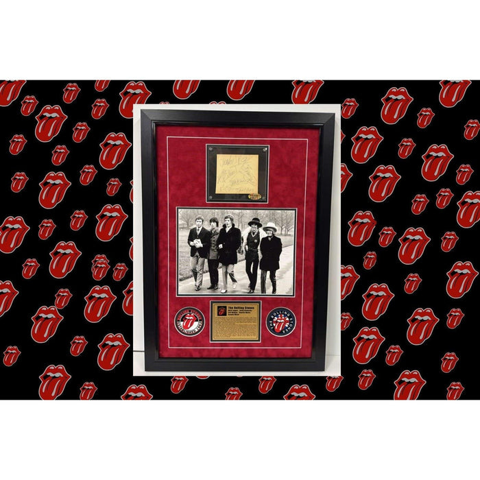 Rolling Stones vintage Autograph book page signed by original members Brian Jones Bill Wyman Mick, Keith & Charlie