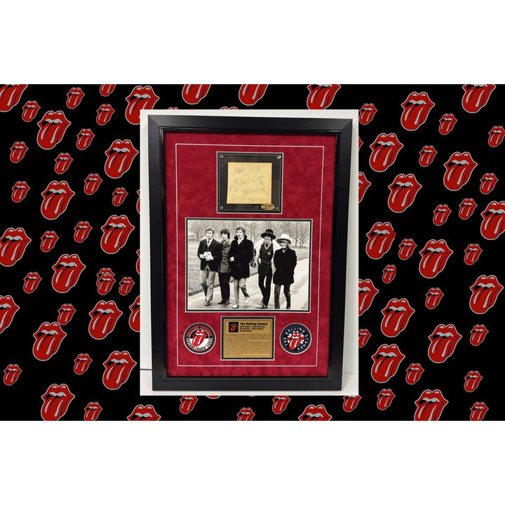 Rolling Stones vintage Autograph book page signed by original members Brian Jones Bill Wyman Mick, Keith & Charlie