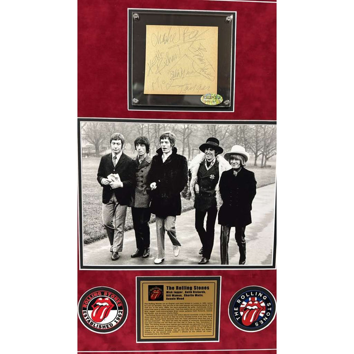 Rolling Stones vintage Autograph book page signed by original members Brian Jones Bill Wyman Mick, Keith & Charlie