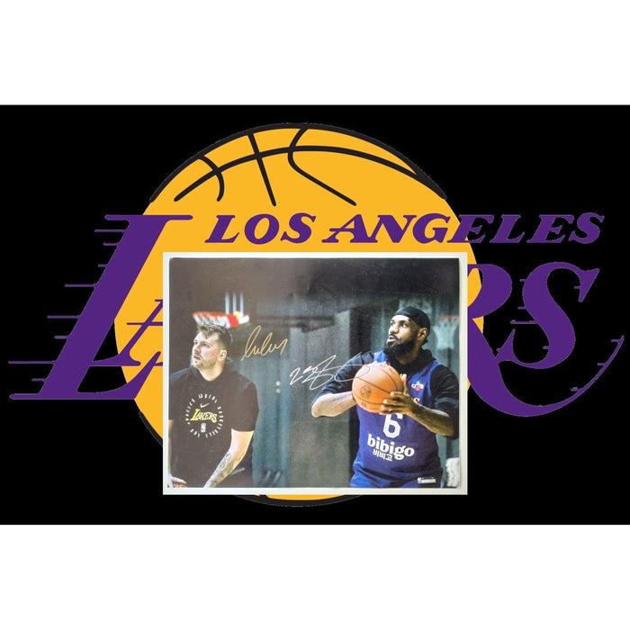 Los Angeles Lakers Luka Doncic LeBron James 16x20 photo signed with proof