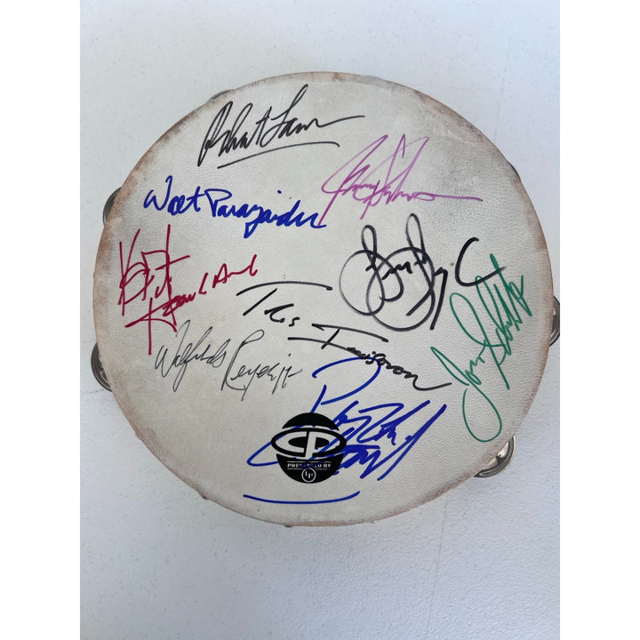 Chicago band tambourine Peter Cetara, Robert Lamm, Lee Loughnane, Danny Seraphine, Terry Kath, Walt Parazaider and Jimmy Pankow signed.