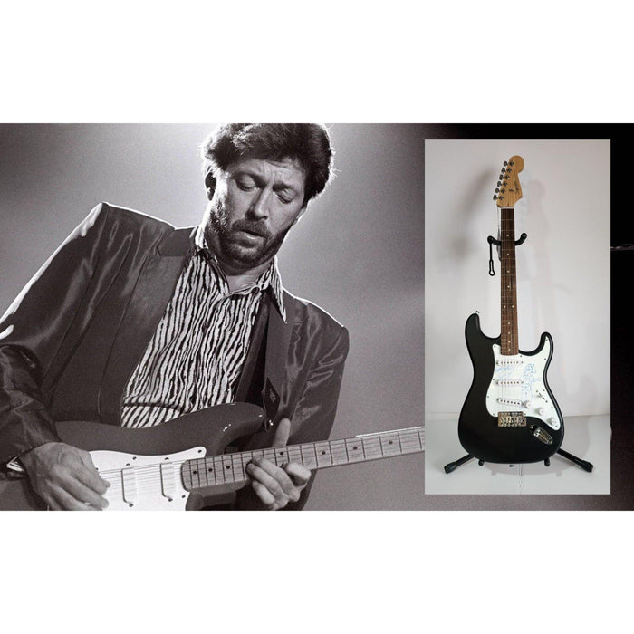 Eric Clapton incredible self sketch, Fender Stratocaster electric guitar, beautiful signature signed with proof