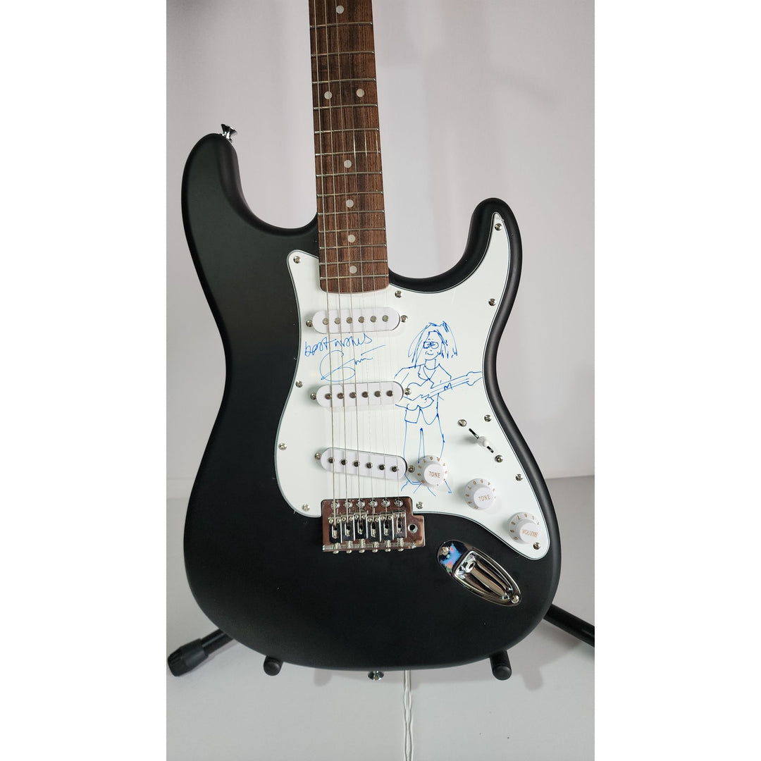 Eric Clapton incredible self sketch, Fender Stratocaster electric guitar, beautiful signature signed with proof