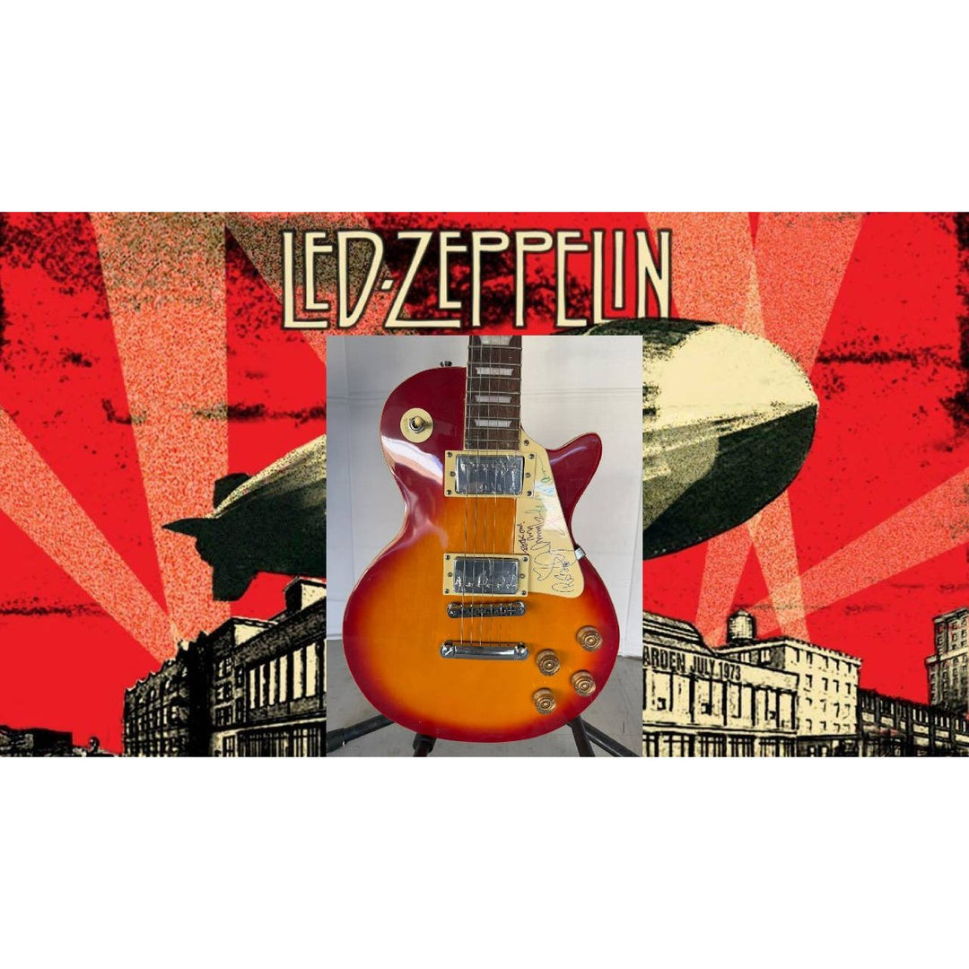Jimmy Page Robert Plant John Paul Jones Led Zeppelin Les Paul electric guitar signed with full provenance,  proof and AI certification..