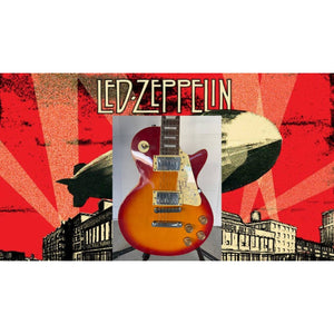 Jimmy Page Robert Plant John Paul Jones Led Zeppelin Les Paul electric guitar signed with full provenance,  proof and AI certification.