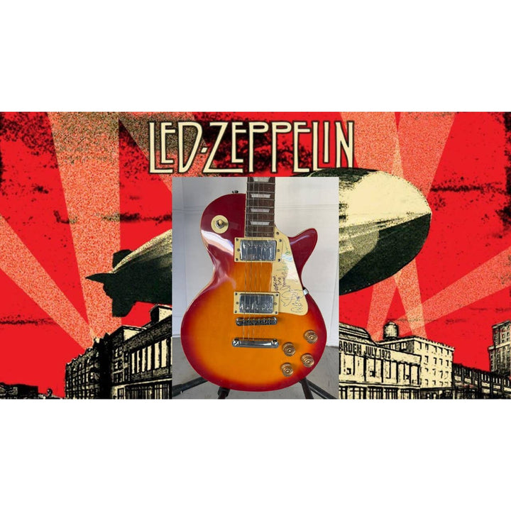 Jimmy Page Robert Plant John Paul Jones Led Zeppelin Les Paul electric guitar signed with full provenance,  proof and AI certification..