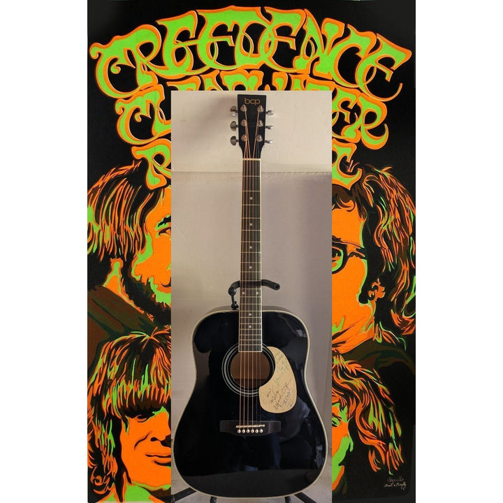 Creedence Clearwater Revial "CCR" John Fogerty, Stu Cook and Doug Clifford 41' full size acoustic guitar signed with proof