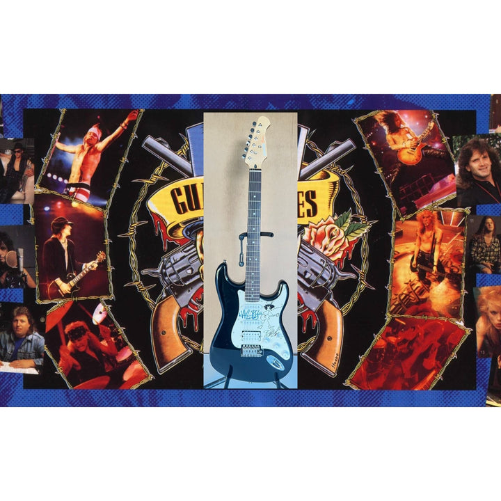 "Slash" Saul Hudson signed with self sketch & Axl Rose full size Stratocaster electric guitar signed with proof