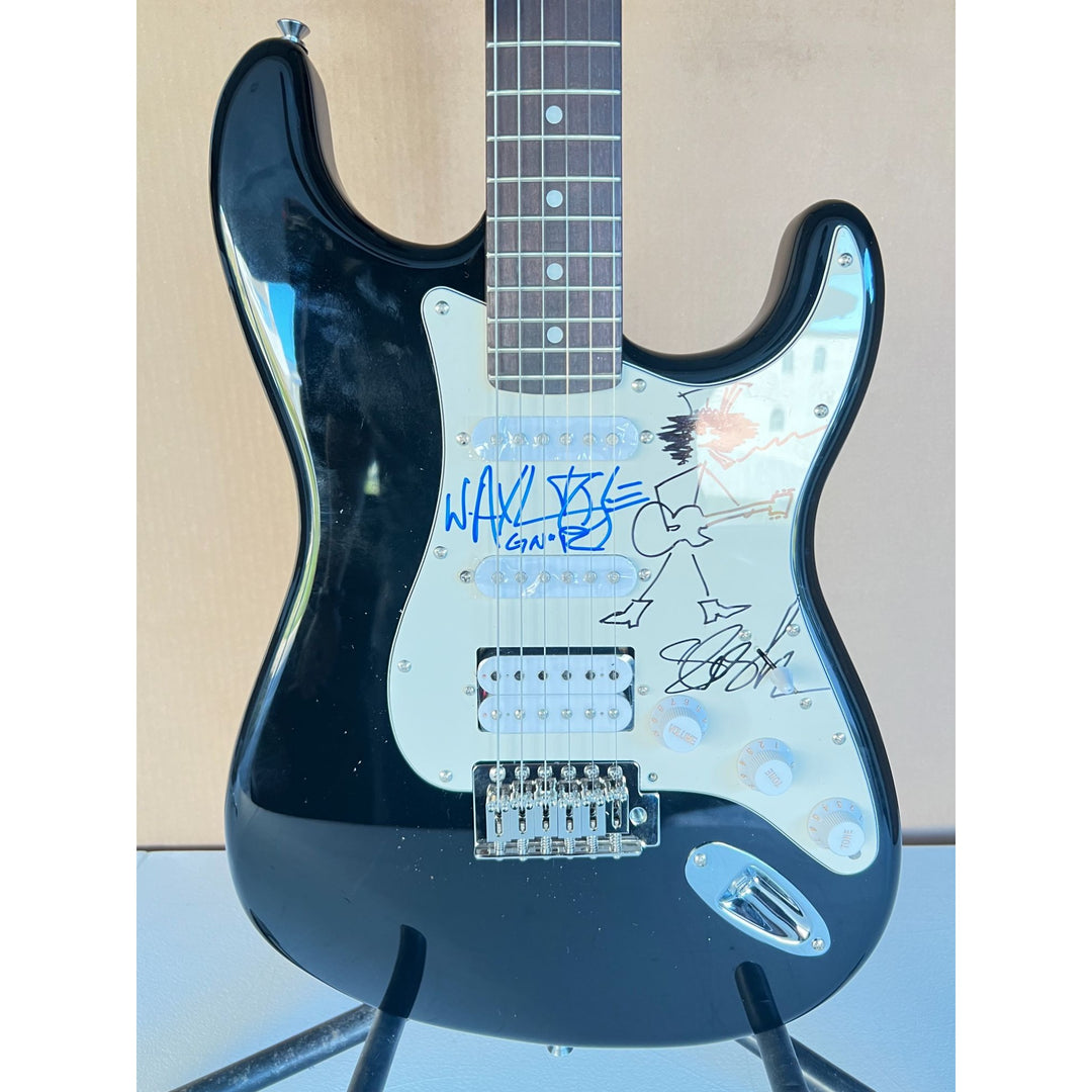"Slash" Saul Hudson signed with self sketch & Axl Rose full size Stratocaster electric guitar signed with proof