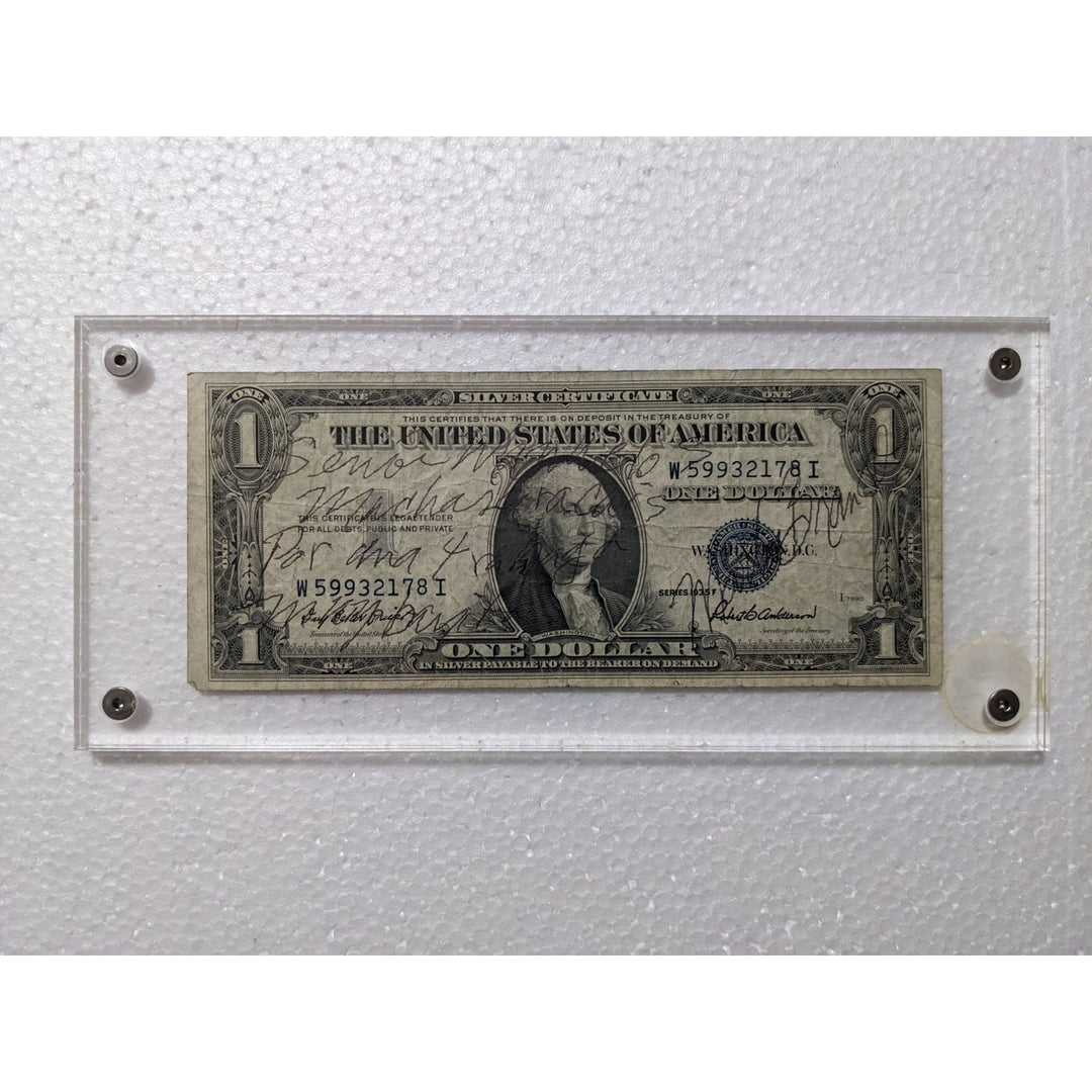 Marlon Brando with inscription Vintage authentic signed US Silver certificate dollar bill