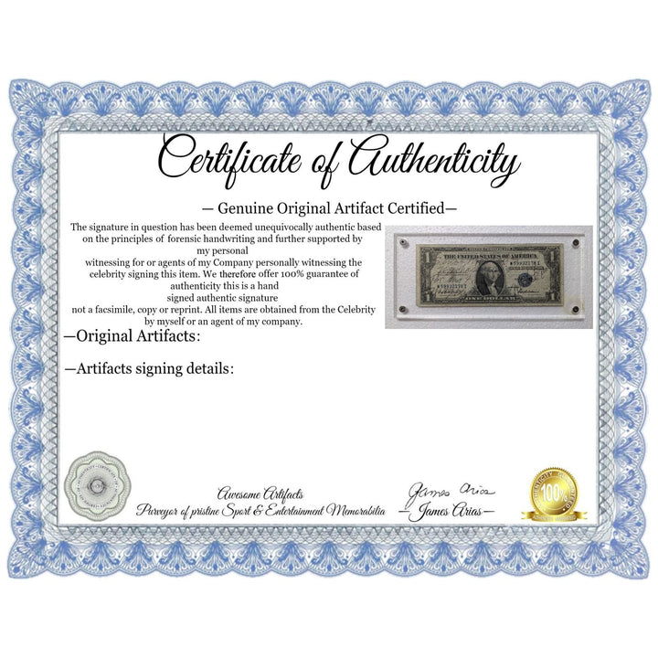 Marlon Brando with inscription Vintage authentic signed US Silver certificate dollar bill