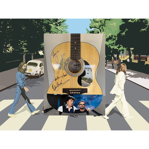 Ringo Starr & Paul McCartney of the Beatles acoustic guitar signed with proof