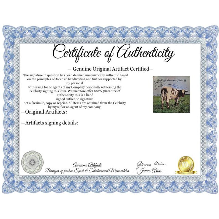 Pink Floyd "Atom Heart Mother" Roger Waters, David Gilmour, Nick Mason, Richard Wright original LP signed with proof.