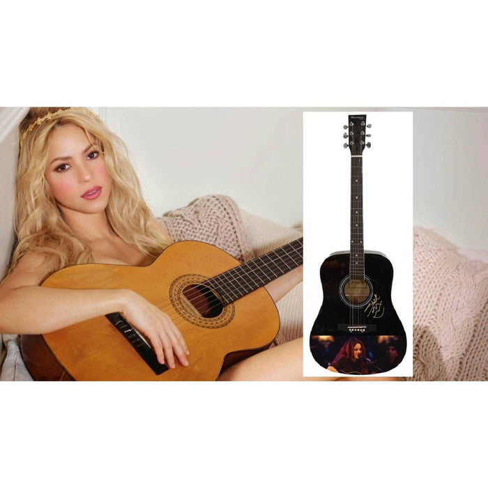 "Shakira" Mebarak Ripoll full size acoustic guitar signed with proof.