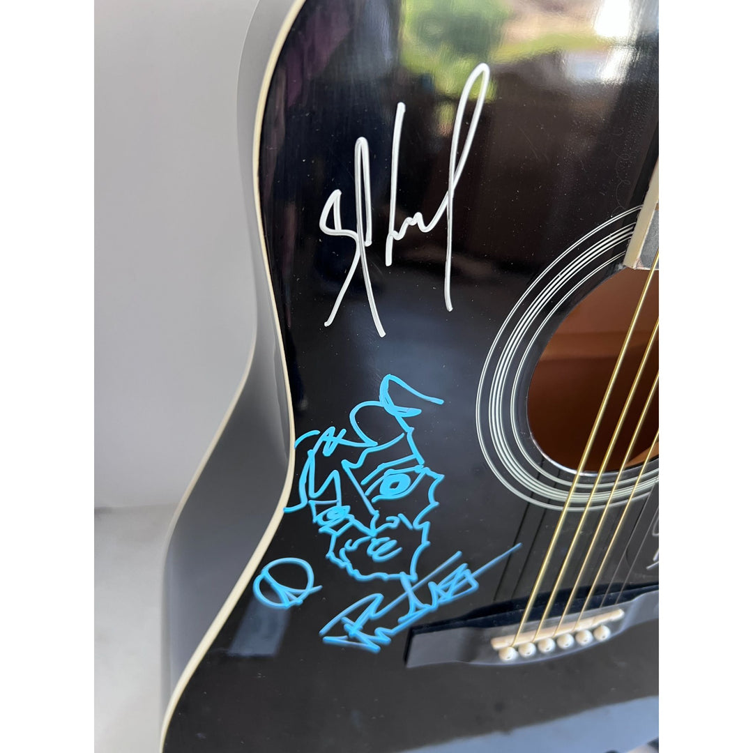 DMB Dave Mathews Stefan Lessard, LeRoi Moore, Boyd Tinsley, Carter Beauford 38' full size acoustic guitar signed with proof