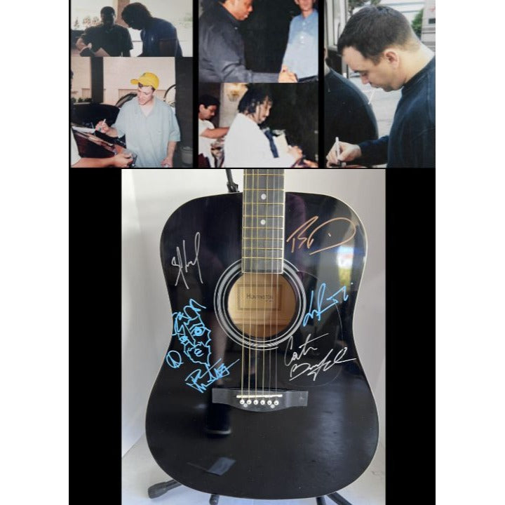 DMB Dave Mathews Stefan Lessard, LeRoi Moore, Boyd Tinsley, Carter Beauford 38' full size acoustic guitar signed with proof