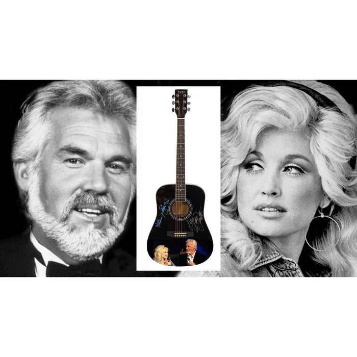 Dolly Parton and Kenny Rogers full size acoustic guitar signed with proof