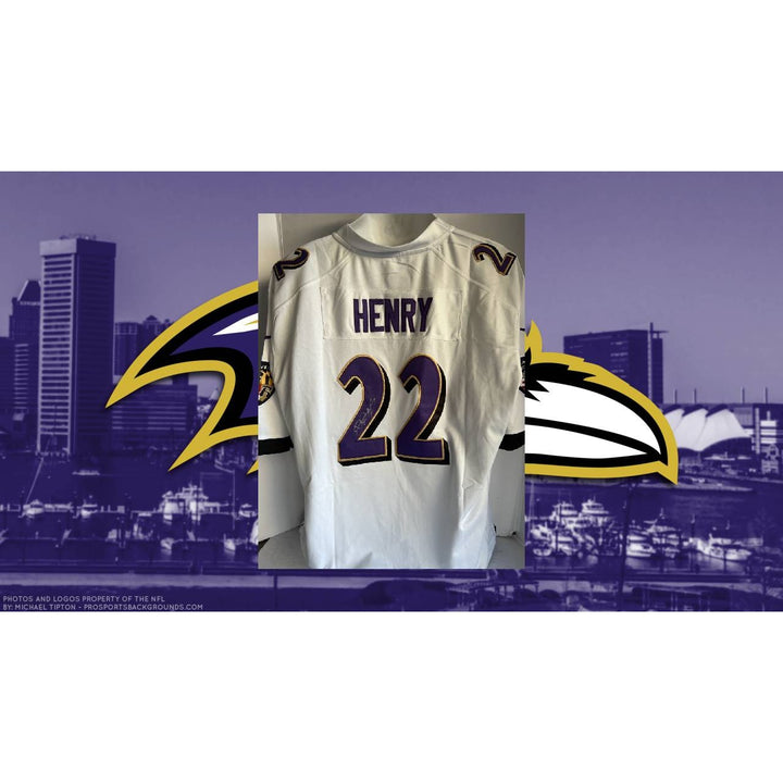 Derrick Henry Baltimore Ravens game model Jersey XL signed with proof