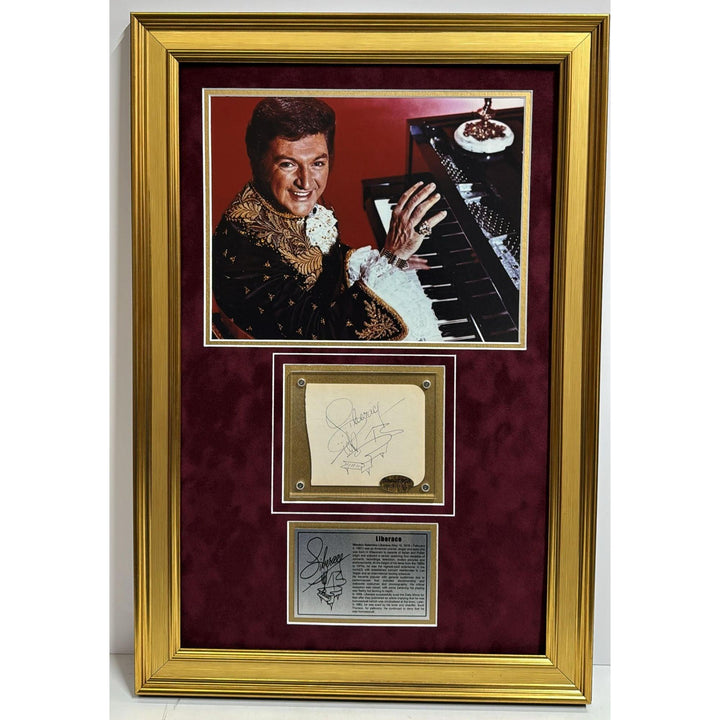 Władziu Valentino Liberace "Liberace" vintage Autograph book page signed with museum quality frame 