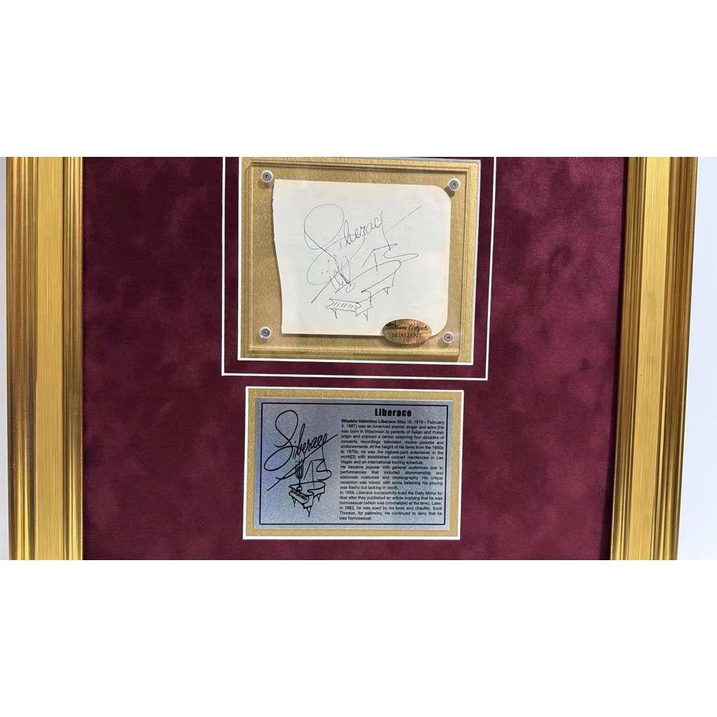 Władziu Valentino Liberace "Liberace" vintage Autograph book page signed with museum quality frame 