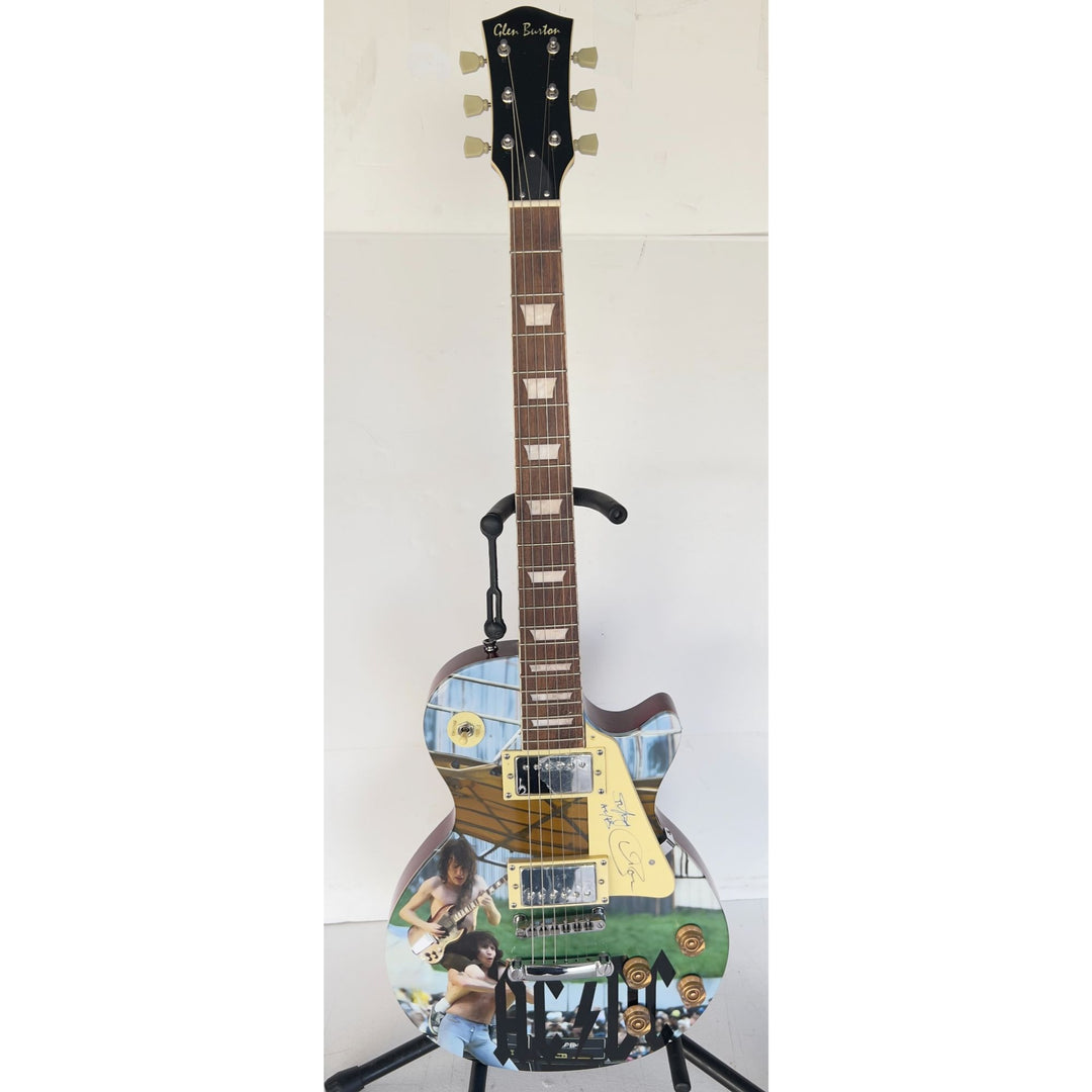 Angus Young & Bon Scott AC/DC One of a Kind full size les paul electric guitar signed with proof