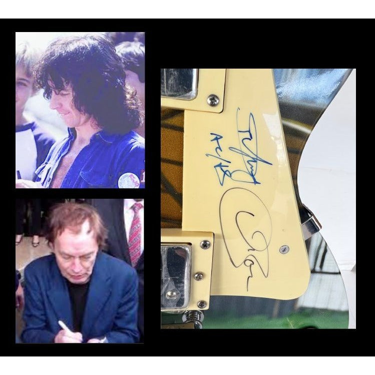 Angus Young & Bon Scott AC/DC One of a Kind full size les paul electric guitar signed with proof