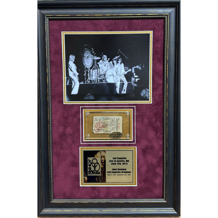 John Bonham authentic full concert 16x24 framed  ticket from the Led Zeppelin Winterland Ballroom Fillmore show on November 7, 1969 signed.