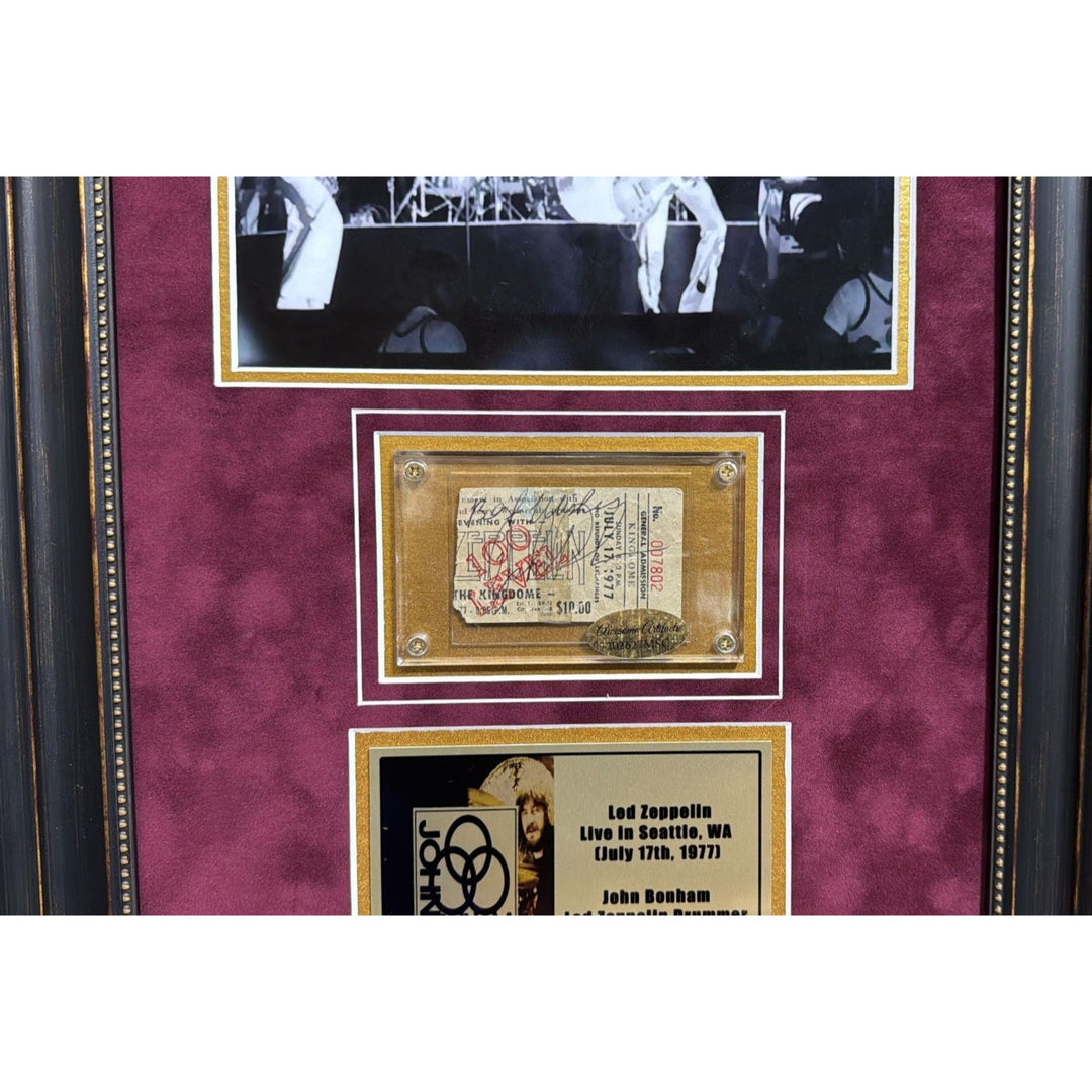 John Bonham authentic full concert 16x24 framed  ticket from the Led Zeppelin Winterland Ballroom Fillmore show on November 7, 1969 signed.