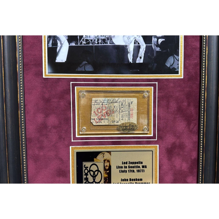 John Bonham authentic full concert 16x24 framed  ticket from the Led Zeppelin Winterland Ballroom Fillmore show on November 7, 1969 signed.