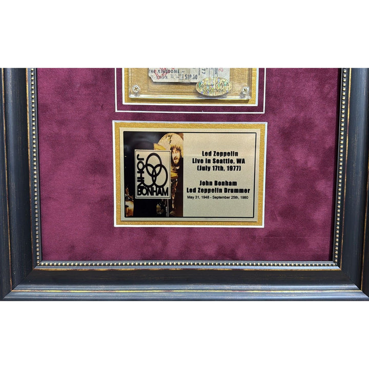 John Bonham authentic full concert 16x24 framed  ticket from the Led Zeppelin Winterland Ballroom Fillmore show on November 7, 1969 signed.