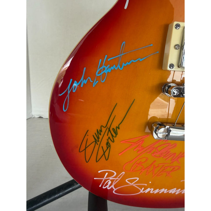 The Doobie Brothers Michael McDonald, Patrick Simmons, John McFee, Tom Johnston vintage Cherry Les Paul electric guitar signed with proof.