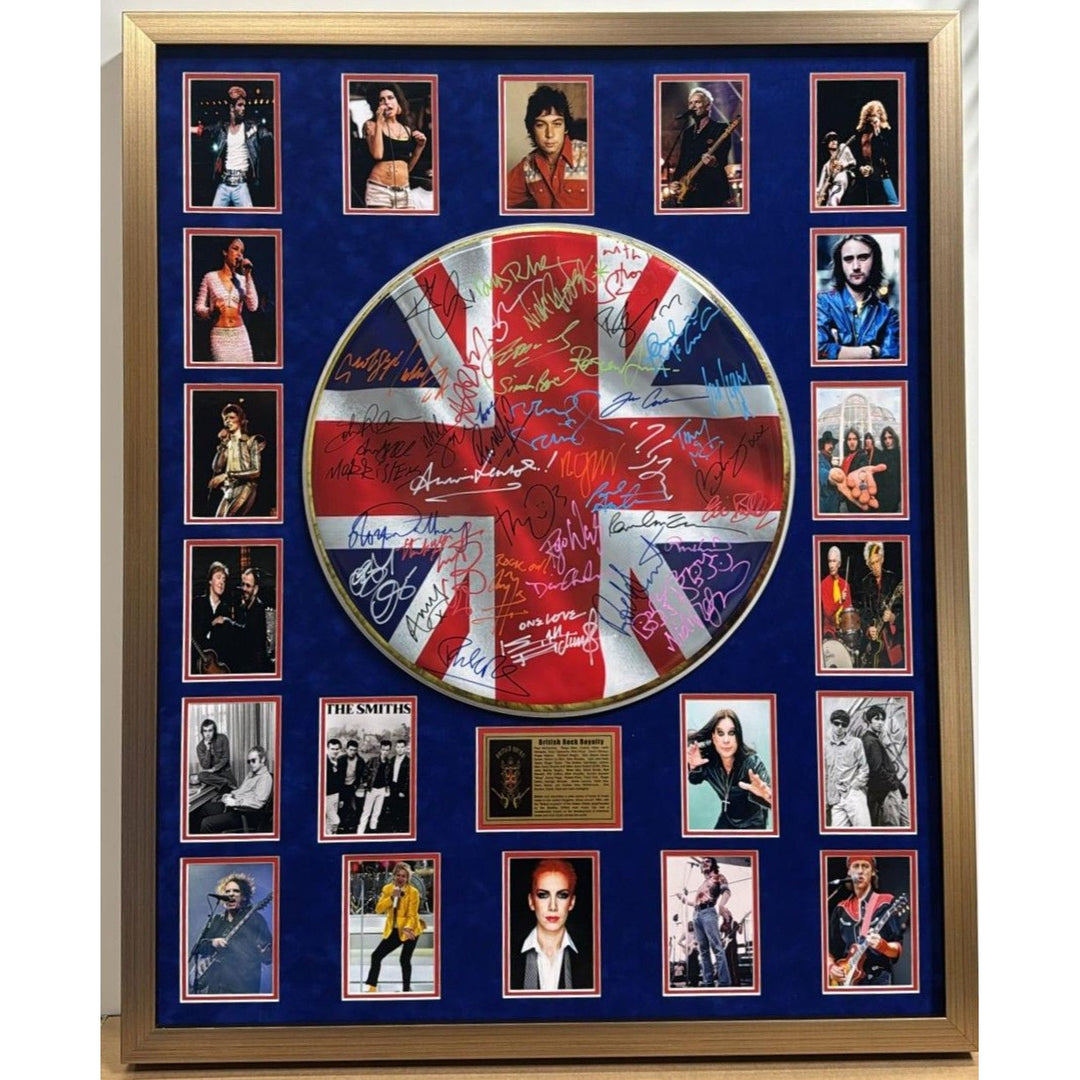 UK British Rock n Roll Icons (44) 22" drum head Paul McCartney, Elton John, Jimmy Page, Keith Richards, David Gilmour signed with proof.