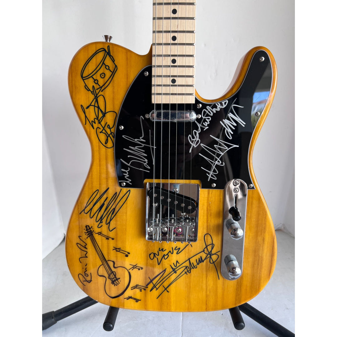 Rolling Stones Mick Jagger Ronnie Woods Charlie Watts Keith Richards Telecaster Electric guitar signed whit proof