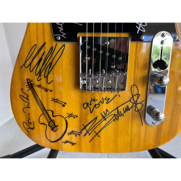 Rolling Stones Mick Jagger Ronnie Woods Charlie Watts Keith Richards Telecaster Electric guitar signed whit proof