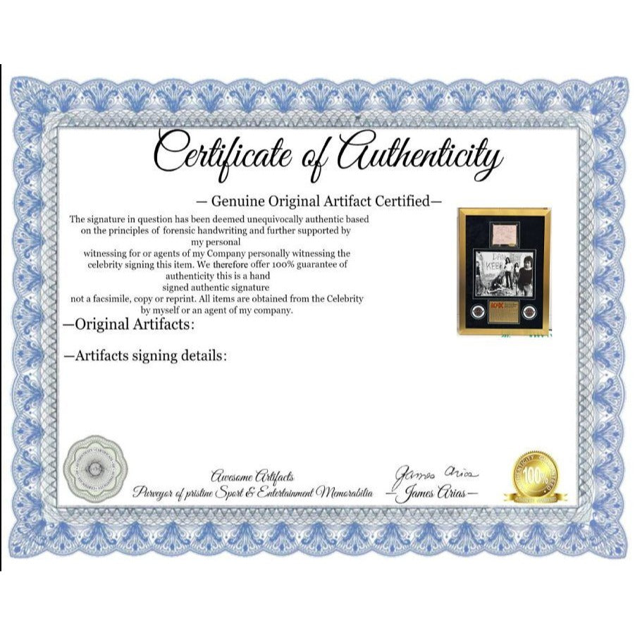 ACDC vintage autograph book page signed by original members Bon Scott Angus and Malcolm Young,  Phil Rudd & Cliff Williams