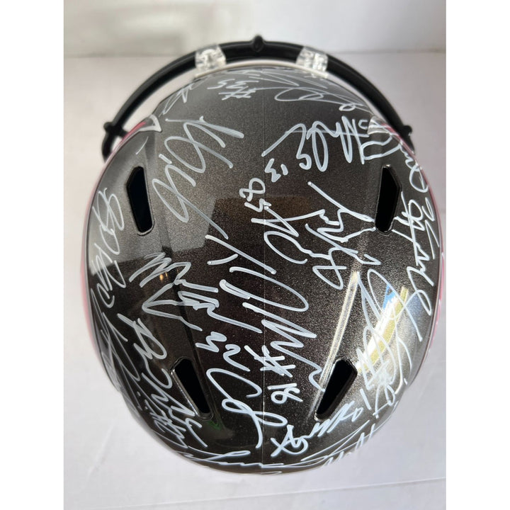 Tom Brady Rob Gronkowski Mike Evans Tampa Bay Buccaneers Super Bowl champions 40 plus signed Riddell replica full size helmet signed