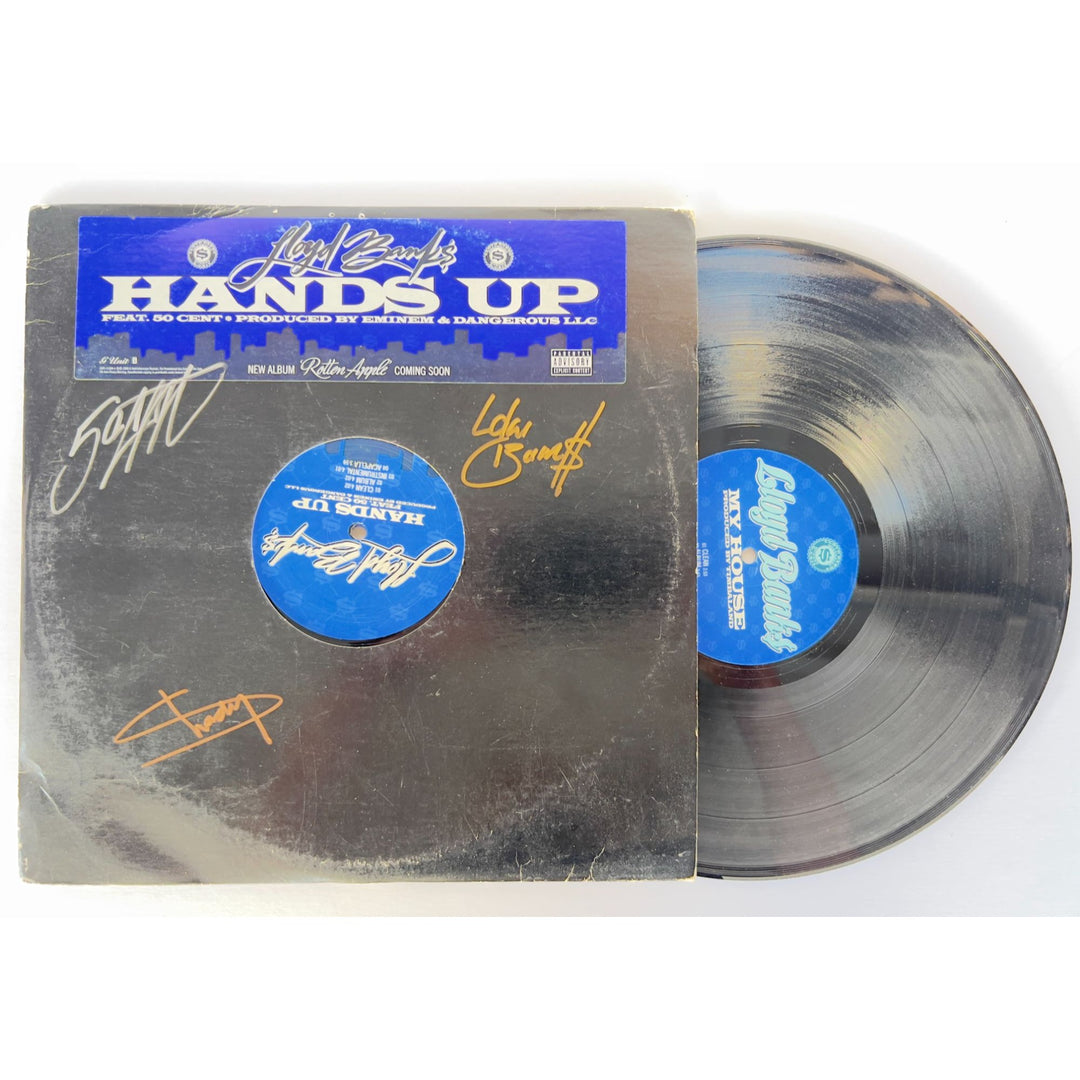 Lloyd Banks "Hands Up" "50 Cent" Curtis Jackson & "Slim Shady" "Eminem" Marshall Mathers original lp signed with proof
